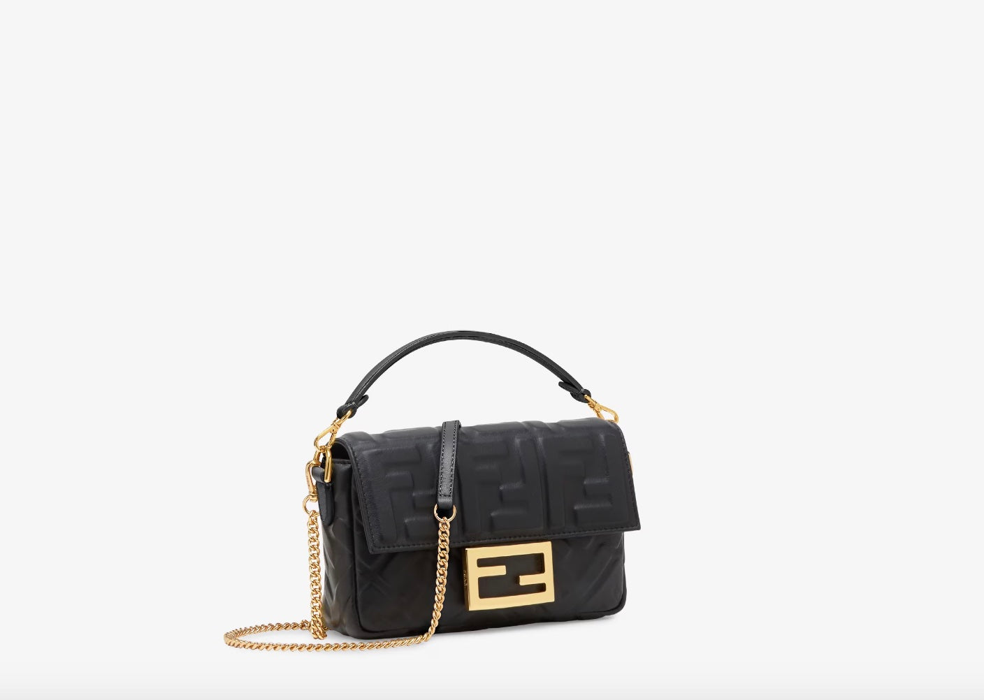 FENDI FF GEPRÄGTES NAPPALEDER MINI BAGUETTE BAG