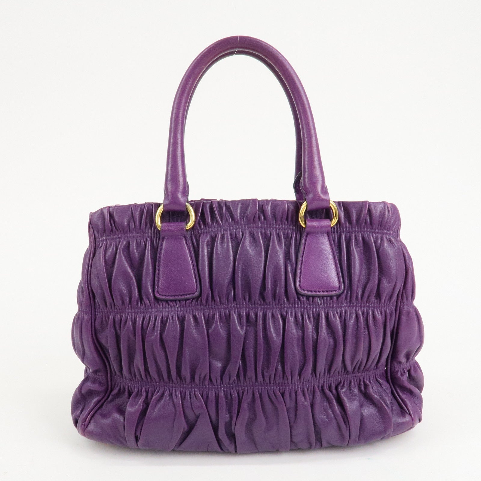 PRADA Leder Gathered Handtasche Lila Gold-Hardware
