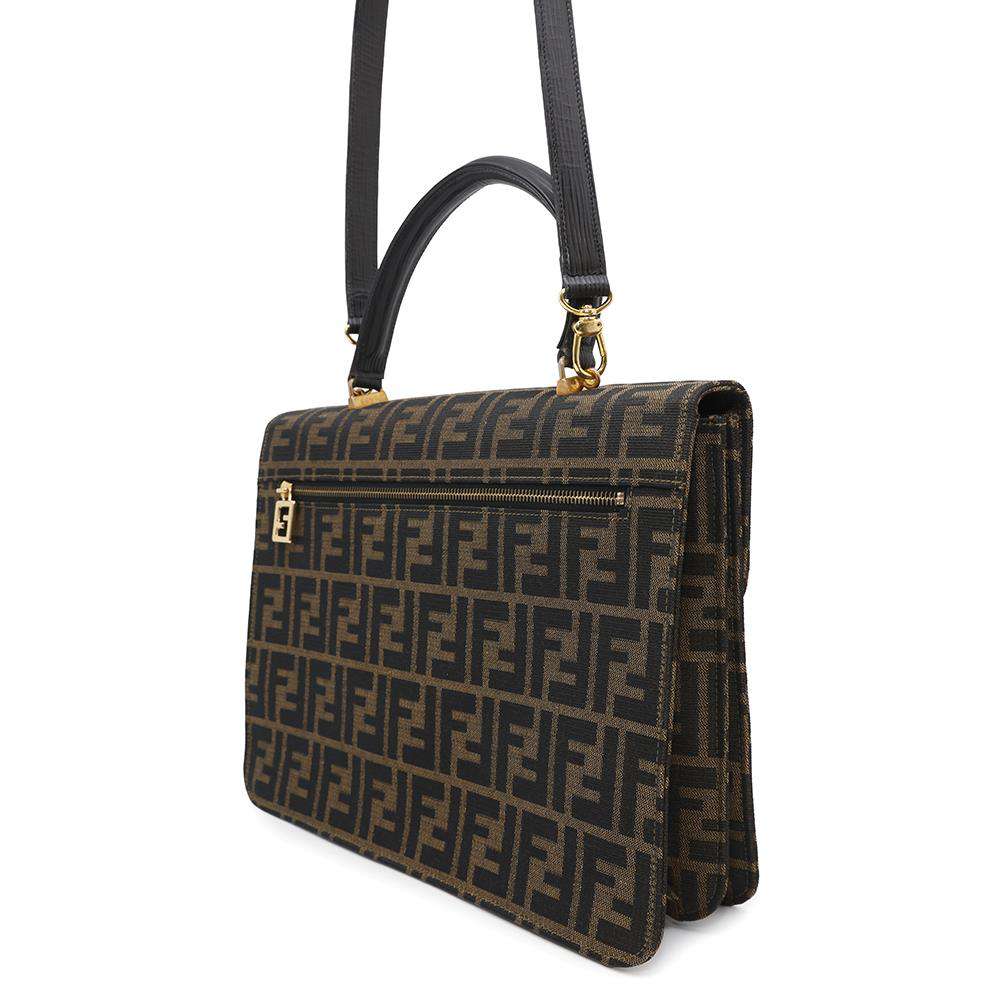 FENDI Zucca Pattern 2WAYBag Braun0914117 Canvas Leder