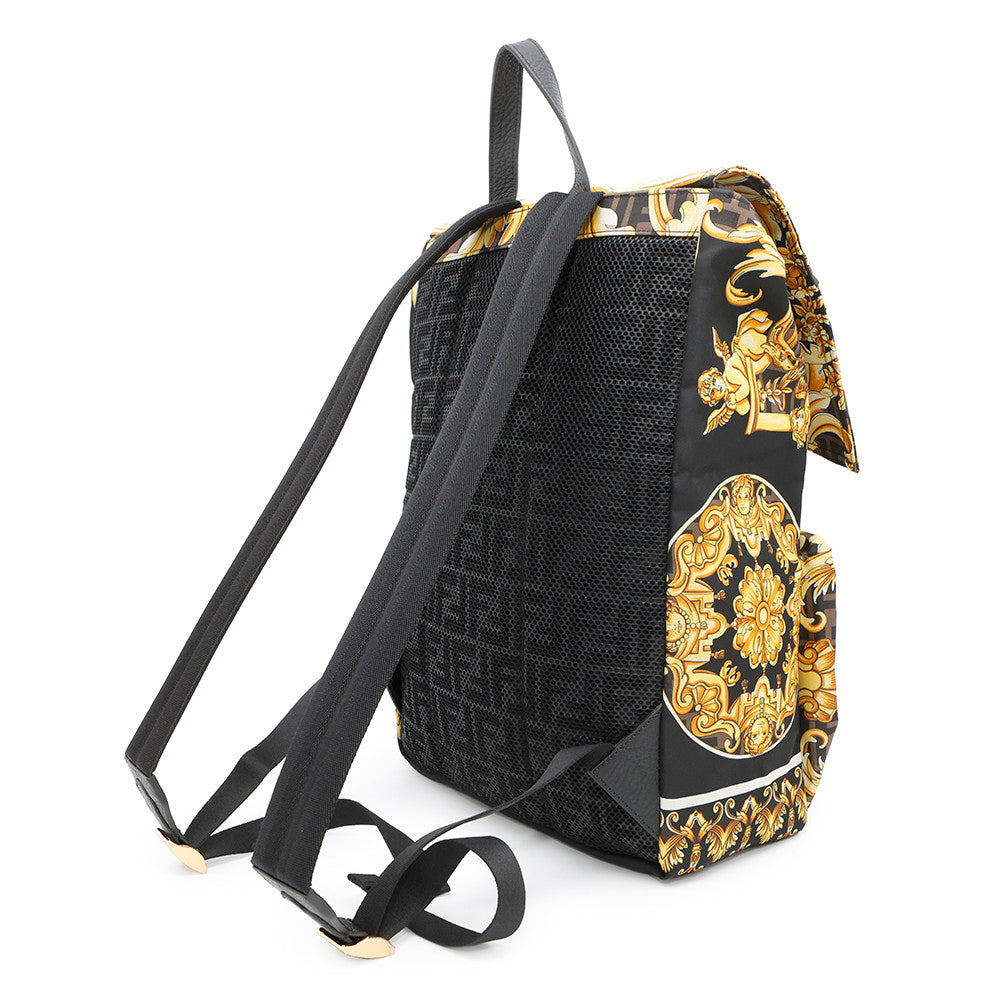 FENDI Fendace Zucca Rucksack Schwarz/Gelb7VZ066 Nylon