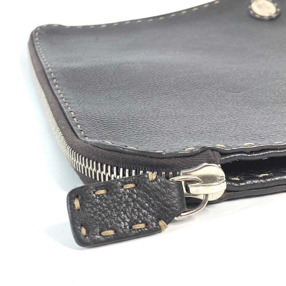 FENDI Clutch-Tasche Leder Dunkelbraun Tasche Beutel Celeria Herren