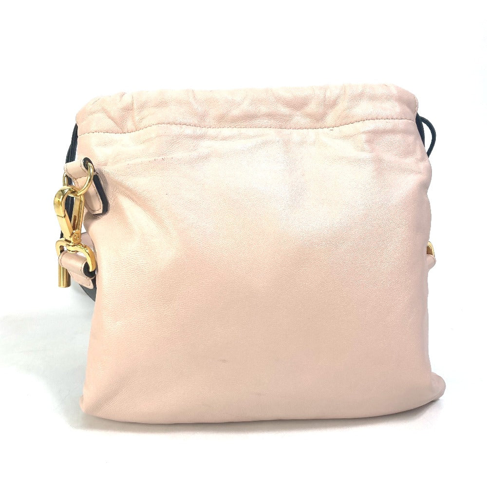 FENDI Umhängetasche Leder Rosa Kordelzug Pochette Beutel Crossbody-Pack schmale Clutch klein Damen