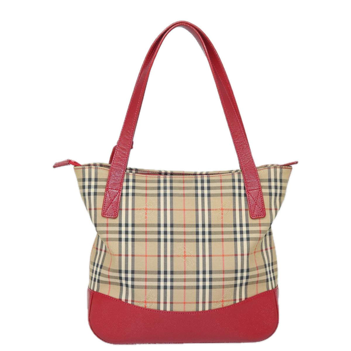 Burberry Nova Check Shopper Canvas Beige Rot Auth 81053