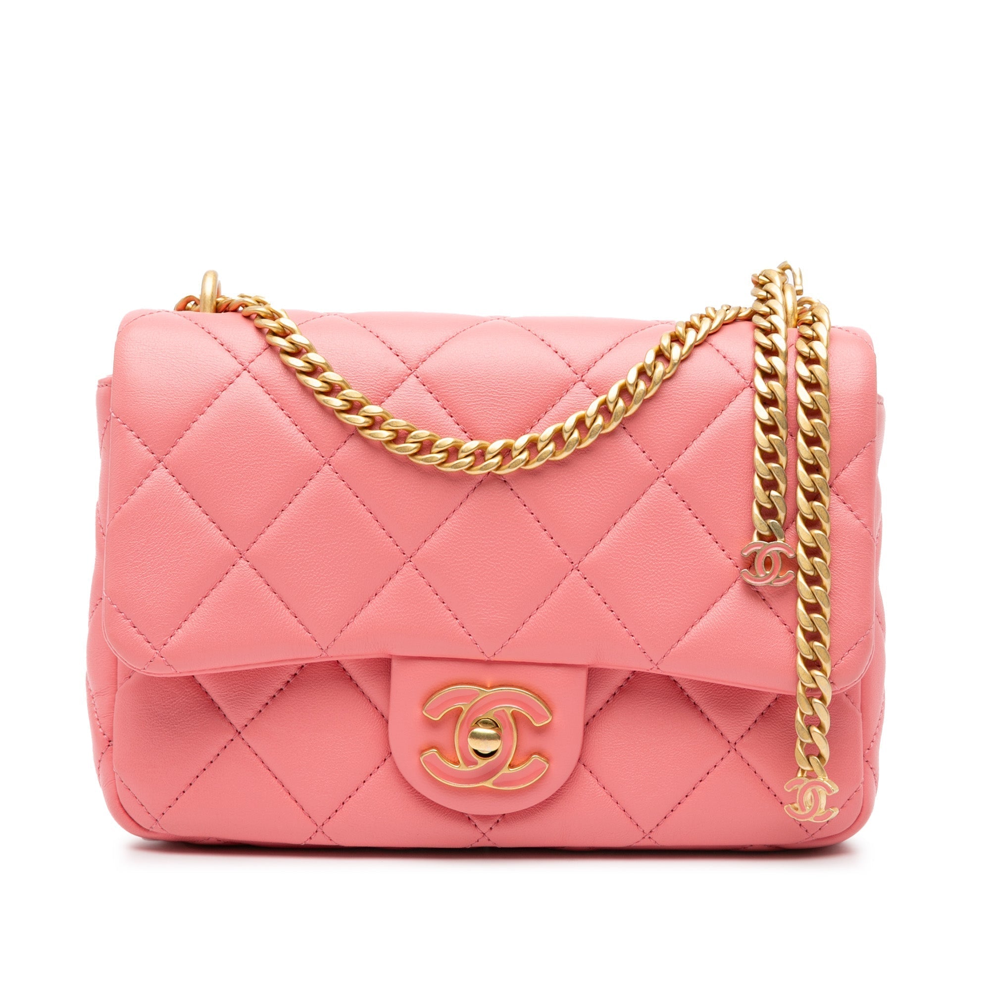 Rosa Chanel Small Lammleder Pending CC Flap Umhängetasche