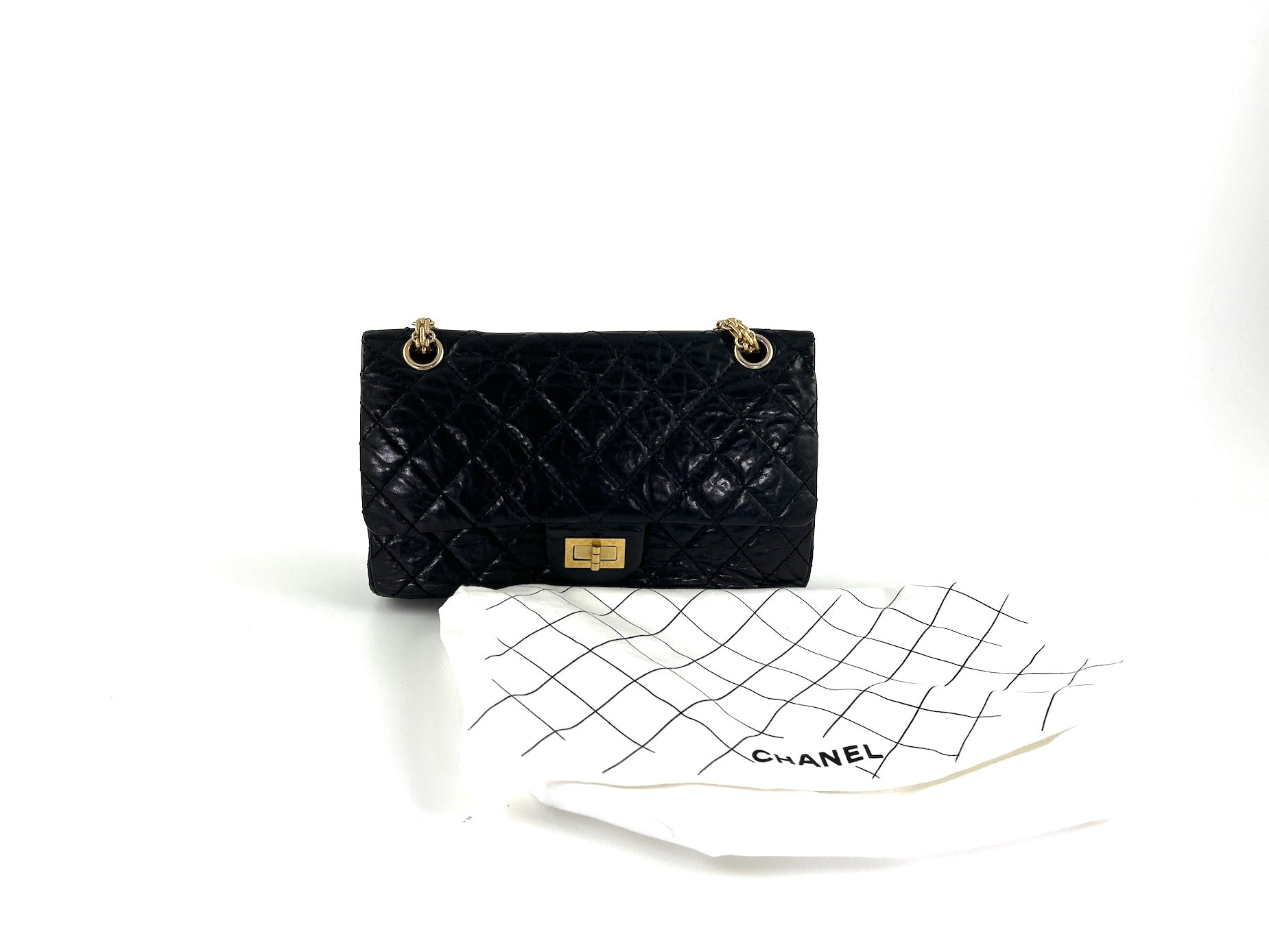 CHANEL Black 225 Reissue 2.55 Leather Crossbody Bag
