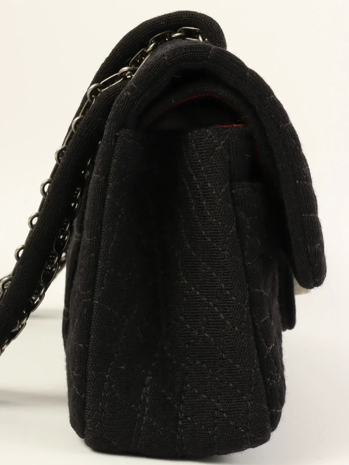 Chanel Around Nmade Cotton Crocodile Stitch. Chain Umhängetasche Schwarz