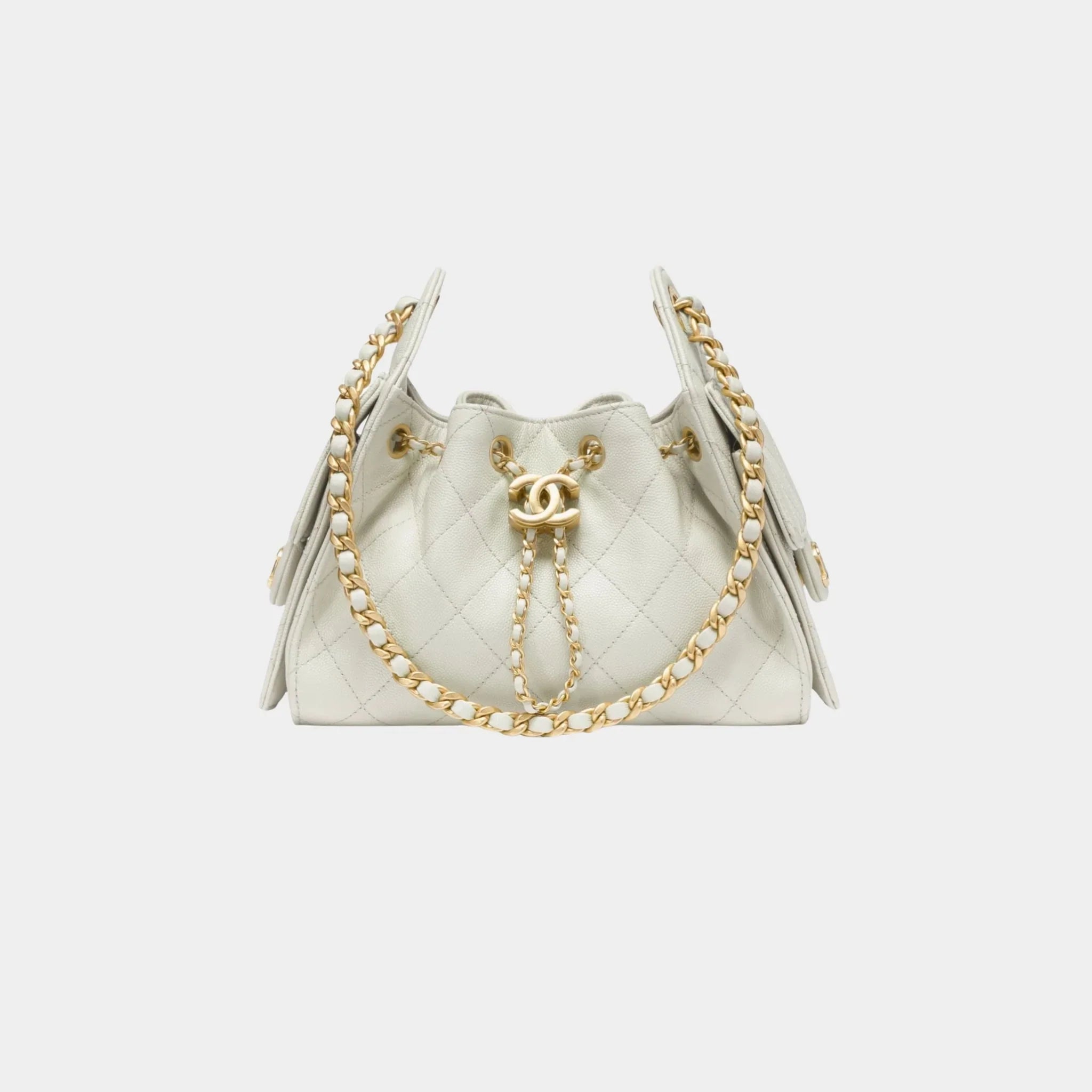 Chanel 25 Mini Handtasche Genarbtes Leder & Goldfarbene Hardware