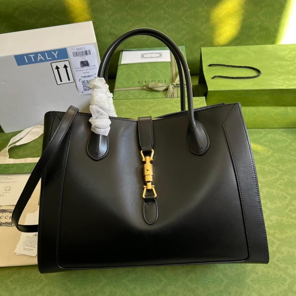 Gucci Jackie Leder Canvas Shopper Style 4
