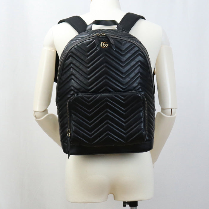GUCCI 523405 1000 Rucksack GG Marmont Leder Schwarz Unisex